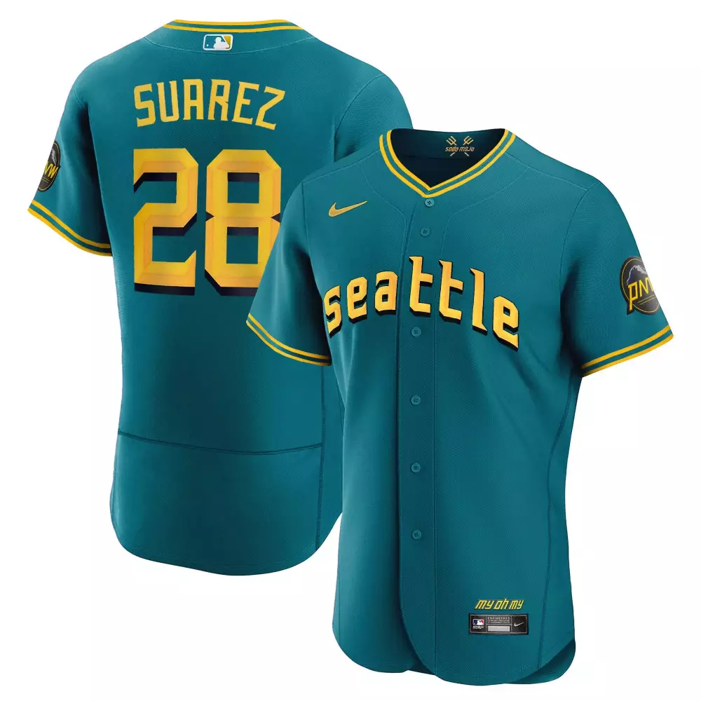 Eugenio Suarez 2023 City Connect Aqua Jersey | Stitched Mariners Collection | Fan Gear for Men, Women & Youth