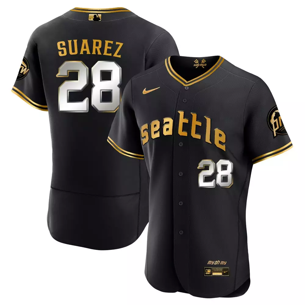 Eugenio Suarez 2023 Seattle Mariners Black Gold Jersey | Men's Flex Custom Fan Gear | Great for Game Day