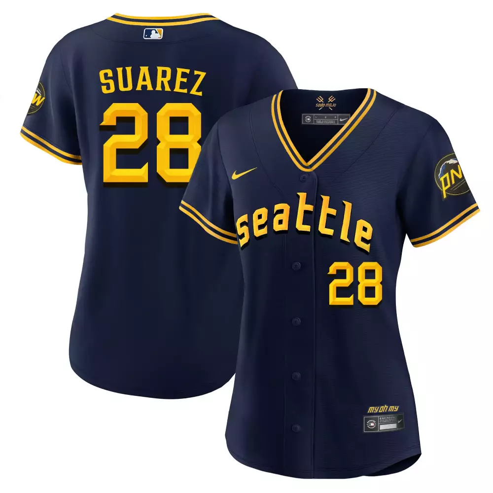 Eugenio Suarez 2023 City Connect Navy Women's Fan Made Jersey | Stitched Mariners Gear | For Women & Youth