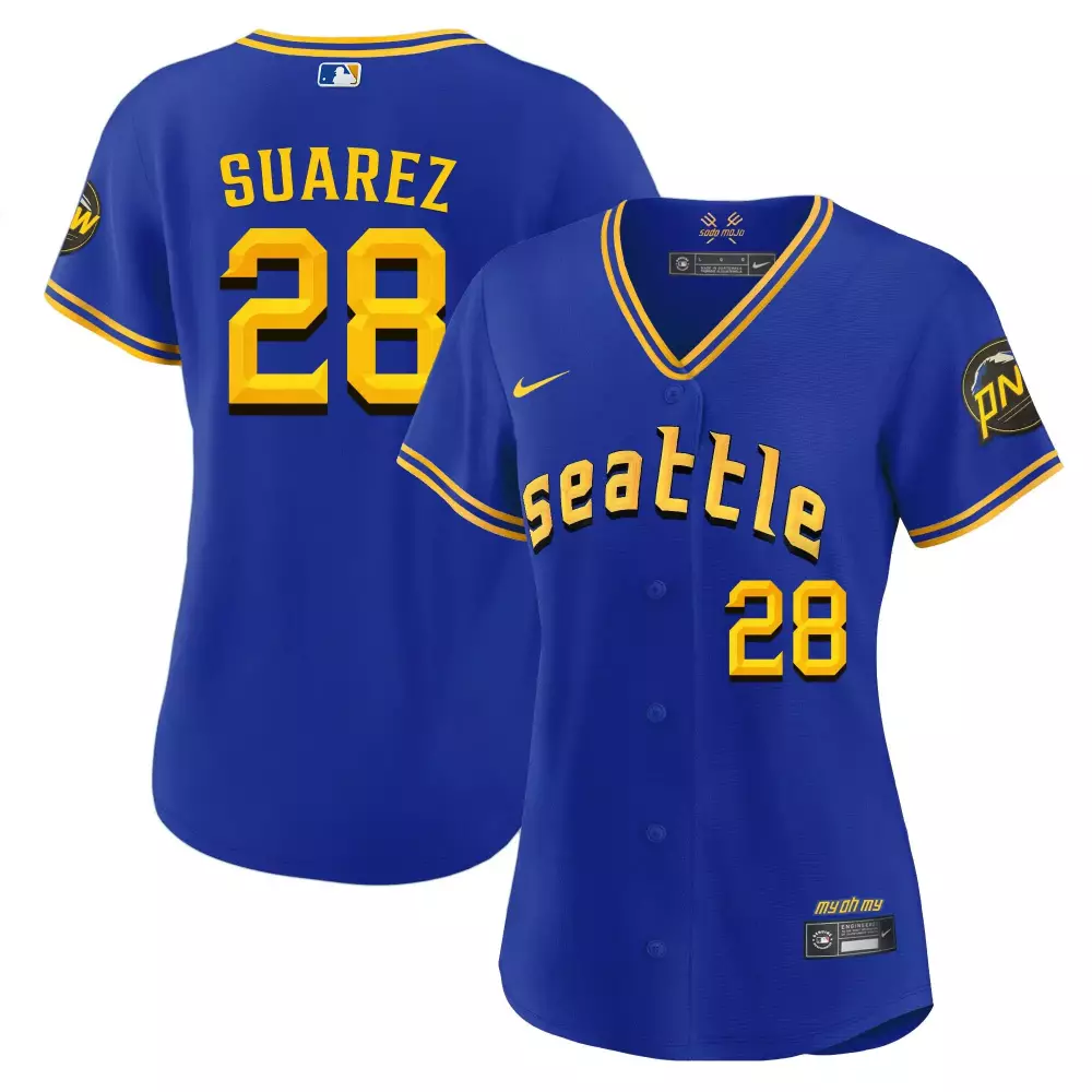 Eugenio Suarez 2023 City Connect Royal Gold Women's Fan Made Jersey | Stitched Mariners Gear | For Women & Youth