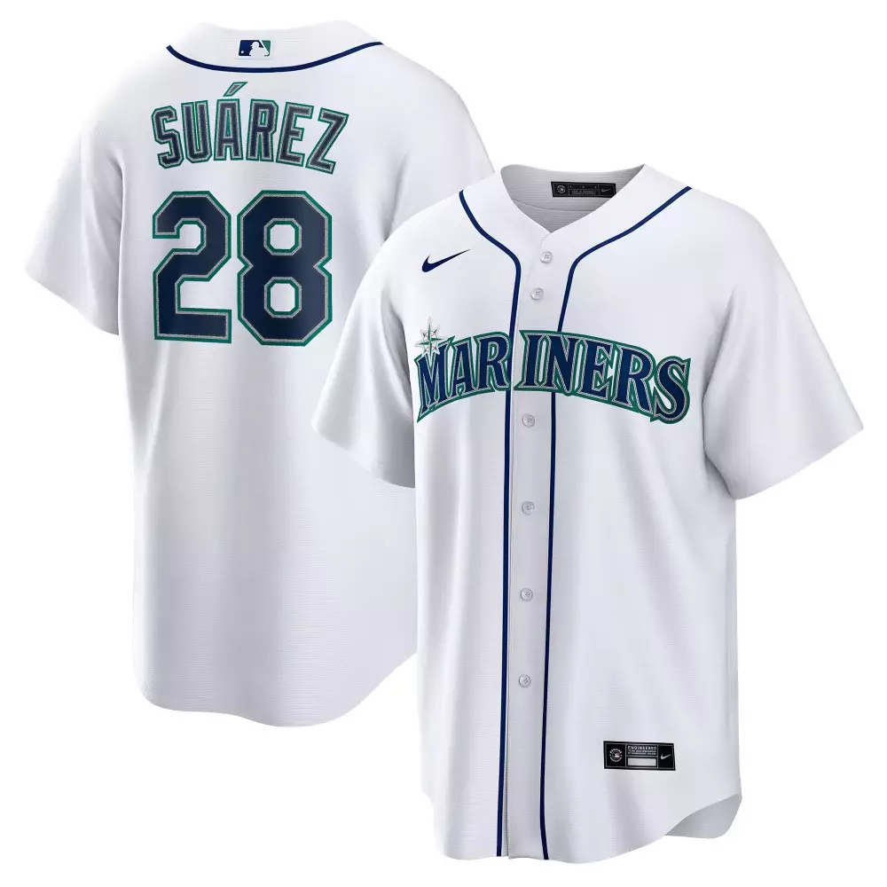 Eugenio Suarez Cool Base Jersey | Stitched Mariners White Gear | For Men, Women & Youth