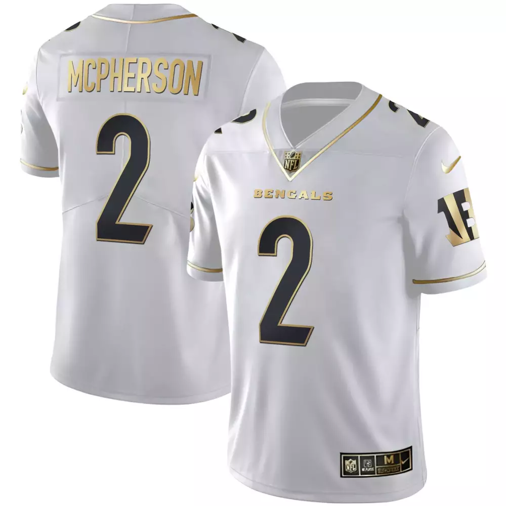 Evan McPherson Cincinnati Bengals Women's Black Gold Jersey | Stitched Replica Fan Gear | For Men, Women & Youth