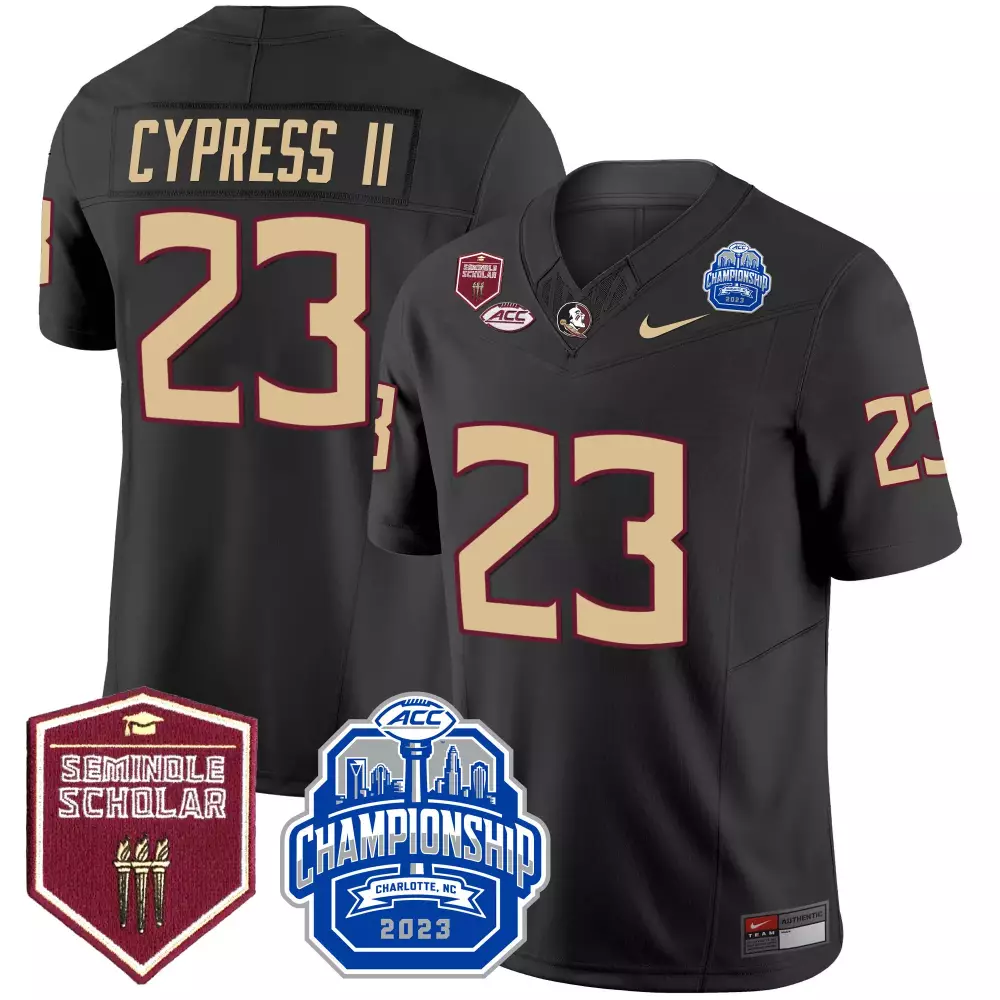 Fentrell Cypress II Black Florida State Seminoles 2023 ACC Championship Patch Vapor Jersey | All Stitched Style | Fan Gear for Men, Women & Youth