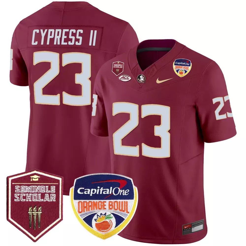 Fentrell Cypress II Garnet Men's Florida State Seminoles Orange Bowl Patch Jersey | Vapor Limited Edition | Stitched Fan Gear | For Men, Women & Youth