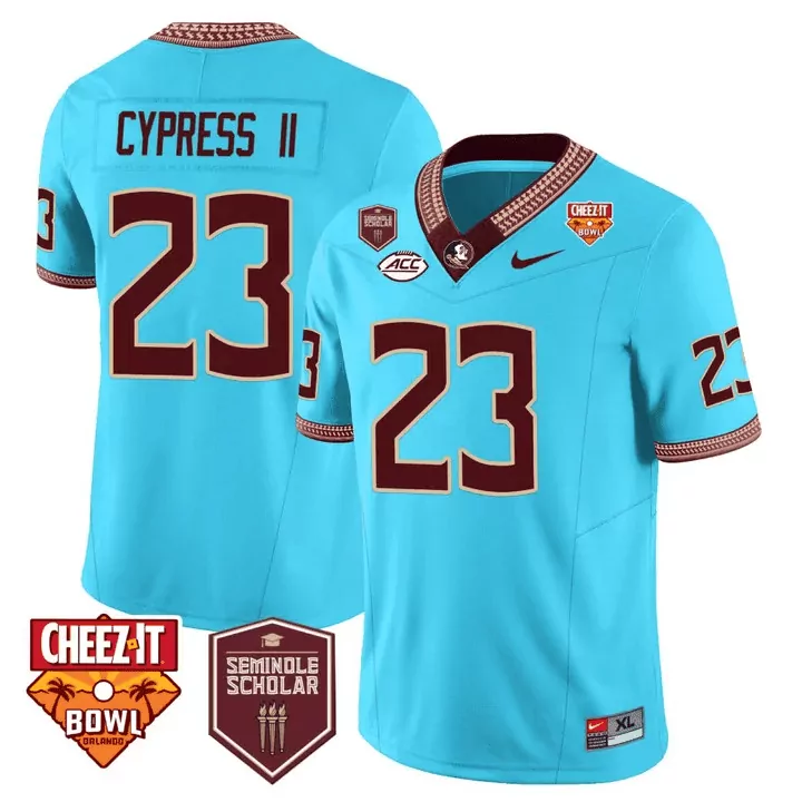 Fentrell Cypress II Turquoise Men's Florida State Seminoles Seminole Heritage Cheez It Bowl Patch Jersey | Vapor Limited Edition | Stitched Fan Gear | For Men, Women & Youth