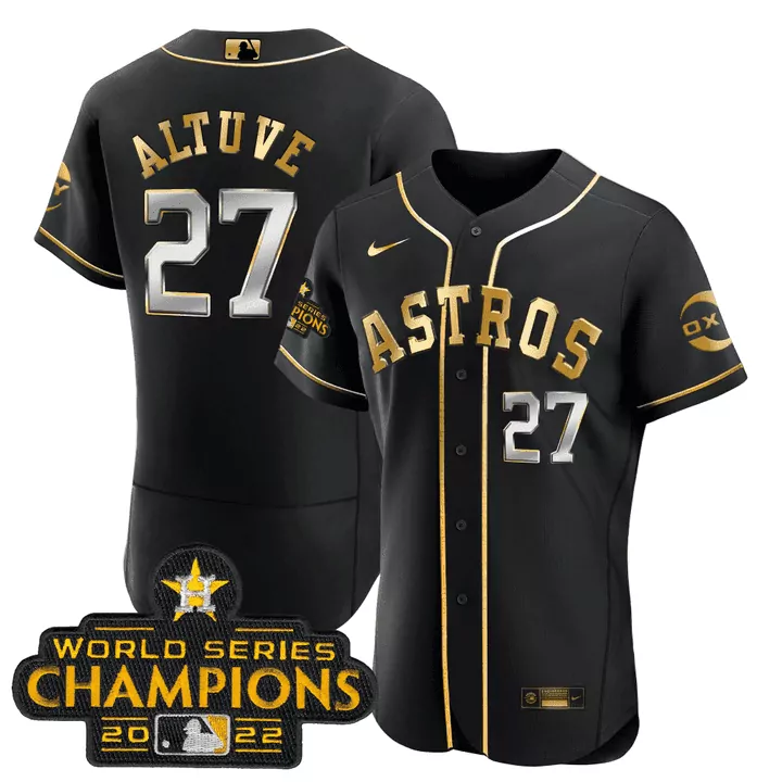 Jose Altuve Houston Astros Black Gold Rush Jersey | Flex Base Stitched for Youth | Fan Gear for All Ages | For Men, Women & Youth