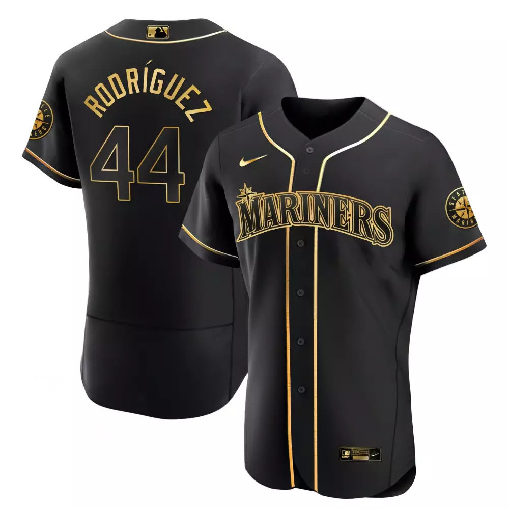 Julio Rodriguez Seattle Mariners White Gold Jersey | Flex Black Stitched Custom | For Men, Women & Youth