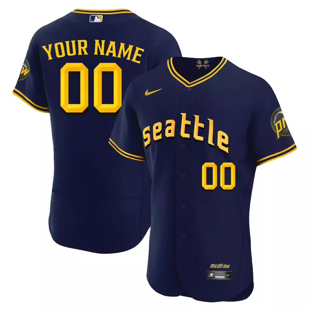 Seattle Mariners 2023 City Connect Navy Jersey | Flex Stitched Fan Made Edition | For Men, Women & Youth