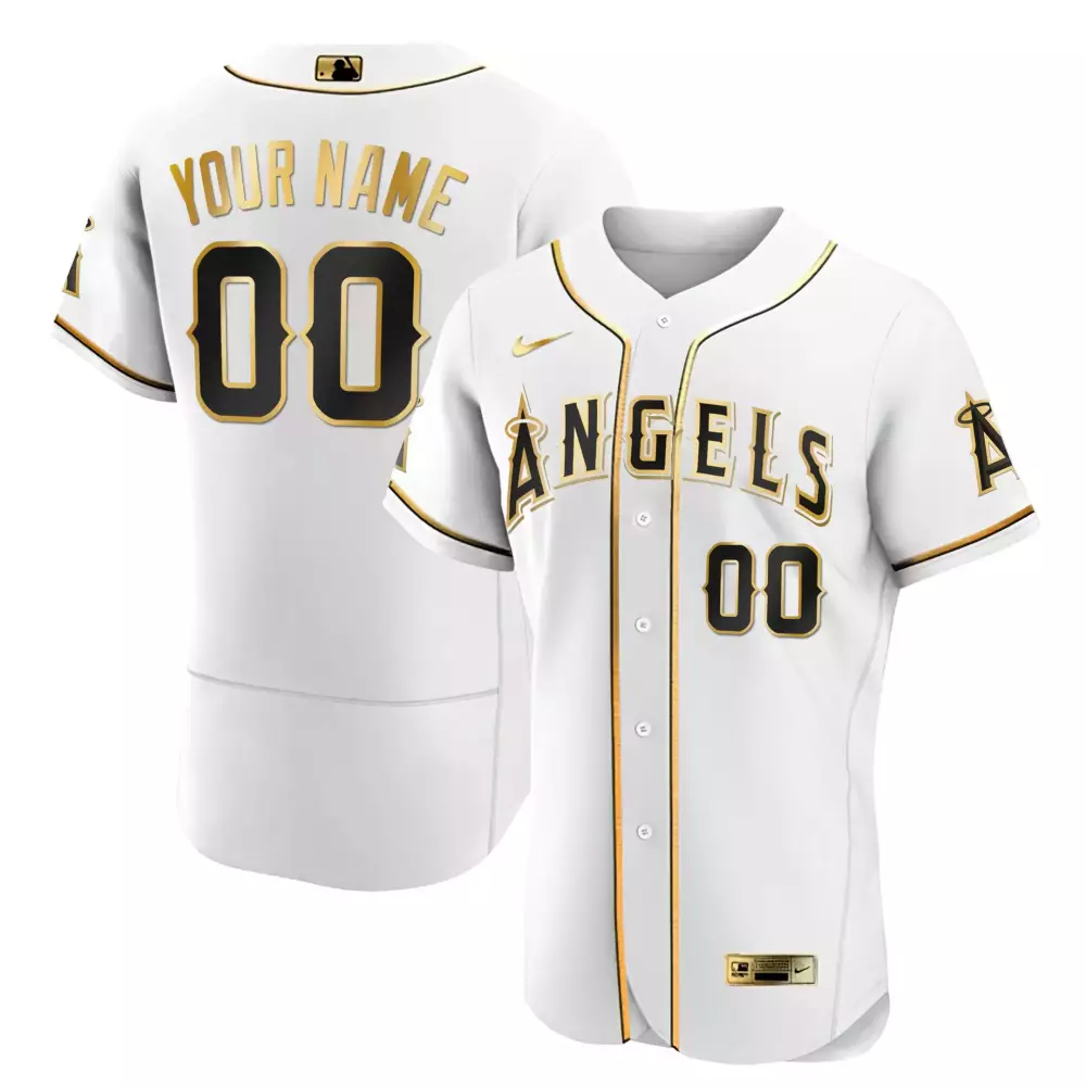 Flex Custom Name & Number Los Angeles Angels White Gold Jersey | Stitched Fan Gear | Perfect for Women