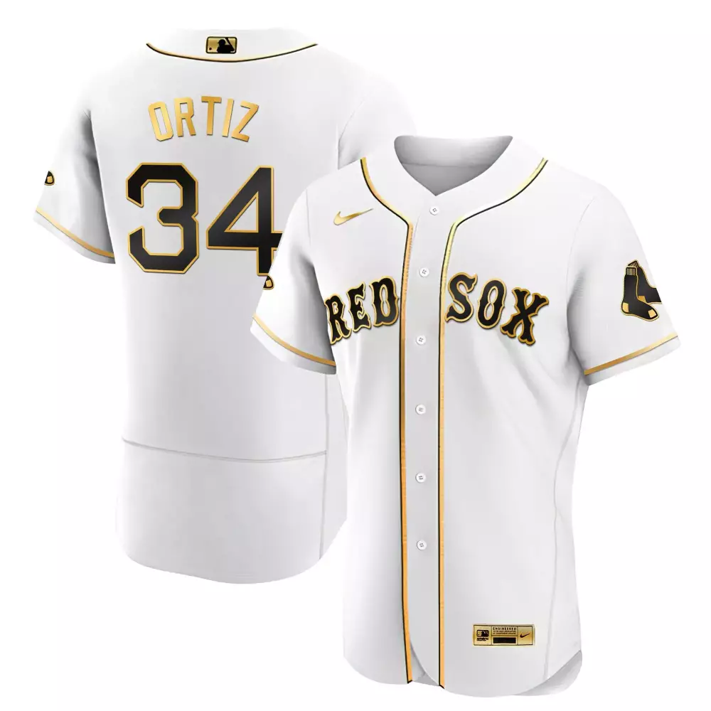 David Ortiz Boston Red Sox Black White Gold Flex Jersey | All Stitched Youth Fan Gear | For Men, Women & Youth