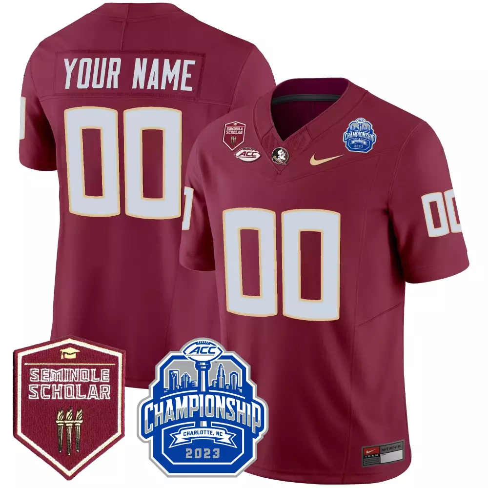 Florida State Seminoles Garnet Men's Jersey | 2023 ACC Championship Patch | Custom Vapor Fan Gear | For Men, Women & Youth