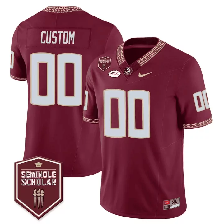 Florida State Seminoles Garnet Scholar Patch Vapor Limited Custom Jersey | Stitched Fan Gear | For Men, Women & Youth