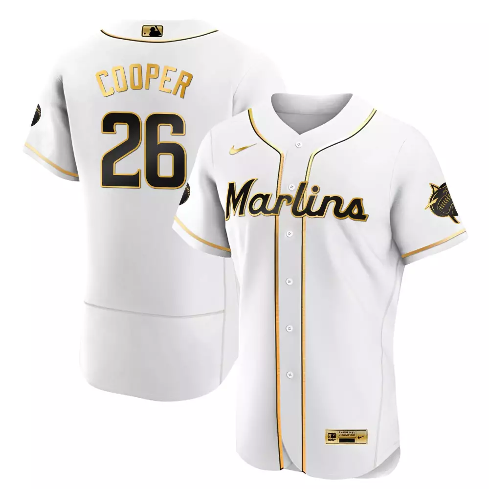 Garrett Cooper Miami Marlins Black Limited Gold Jersey | Stitched Fan Gear for Game Day | For Men, Women & Youth