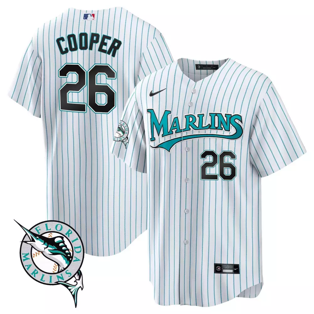 Garrett Cooper Miami Marlins Youth Throwback Cool Base Jersey | All Stitched Style | Fan Gear for Youth