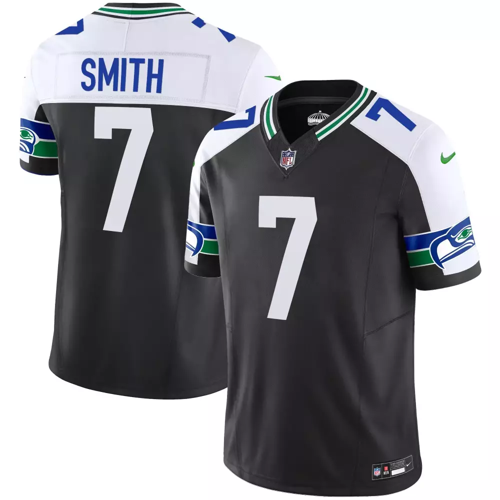 Geno Smith Black Alternate Men's Seattle Seahawks Throwback Vapor Limited Jersey | Custom Stitched Design | Fan Gear | For Men, Women & Youth