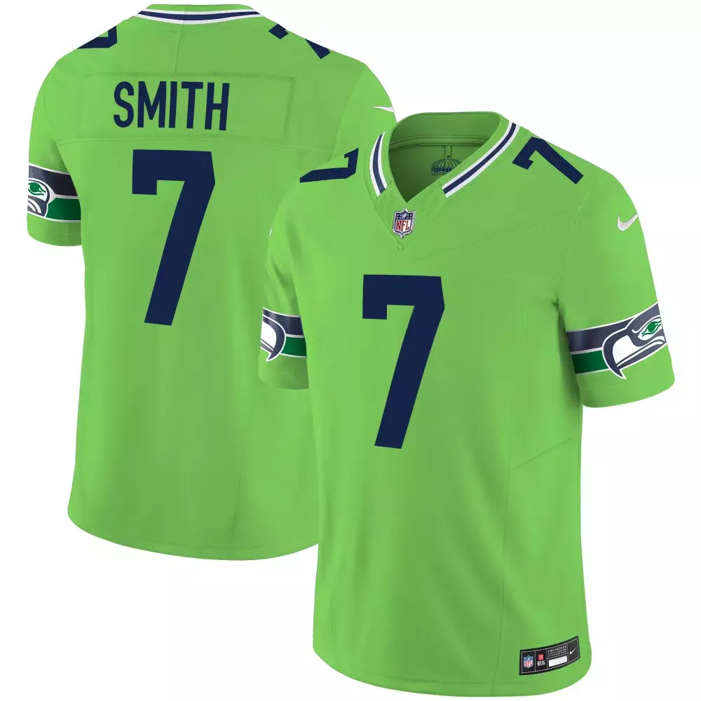 Geno Smith Green Men's Seattle Seahawks Throwback Gold Vapor Limited Jersey V2 | All Stitched | For Men, Women & Youth