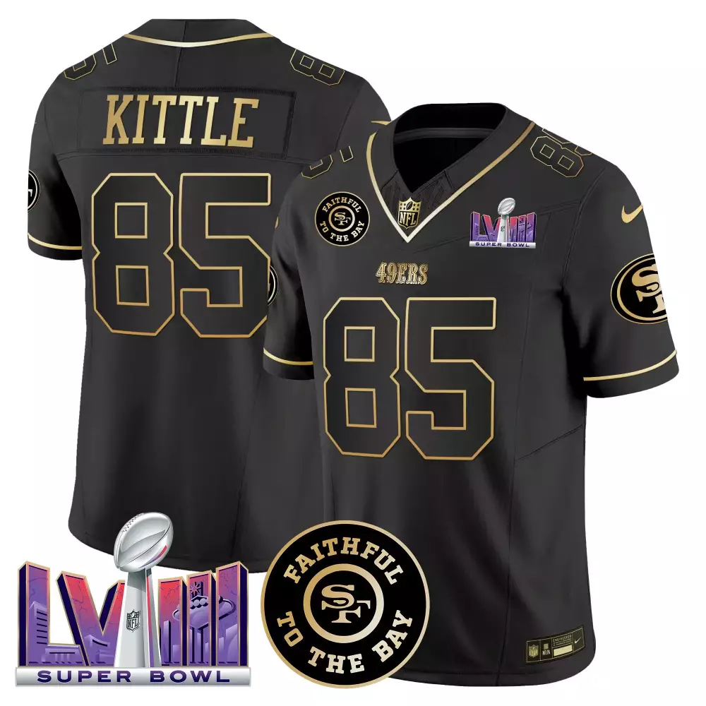 George Kittle Black Gold Men's 49ers Jersey | Vapor Stitched Super Bowl LVIII Edition | Fan Gear for Men, Women & Youth