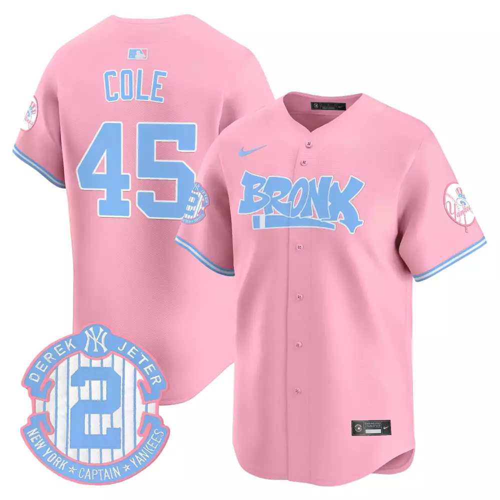 Gerrit Cole Pink Yankees Bronx Graffiti Bubblegum Vapor Premier Jersey | Limited Edition Stitched Fan Gear | For Men, Women & Youth