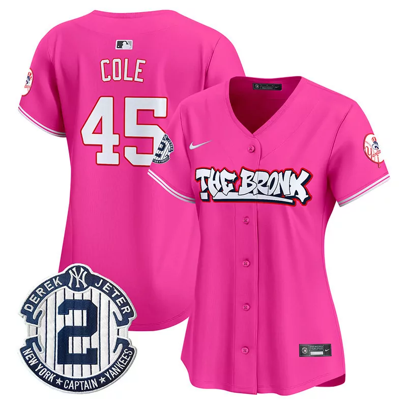 Gerrit Cole Pink Yankees Bronx Graffiti Vapor Premier Jersey V2 | Limited Edition Stitched Fan Gear | For Women Only