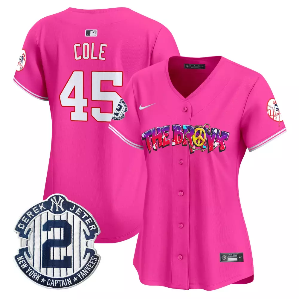Gerrit Cole Pink Yankees Bronx Graffiti Vapor Premier Jersey V7 | Limited Edition Stitched Fan Gear | For Women Only