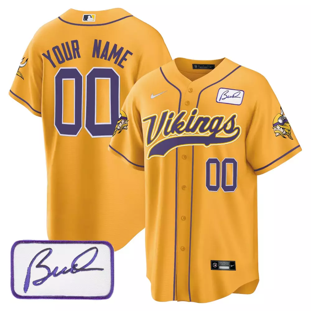 Minnesota Vikings Bud Grant Gold Youth Baseball Jersey | Classic Stitched Fan Gear | For Youth, Men & Women