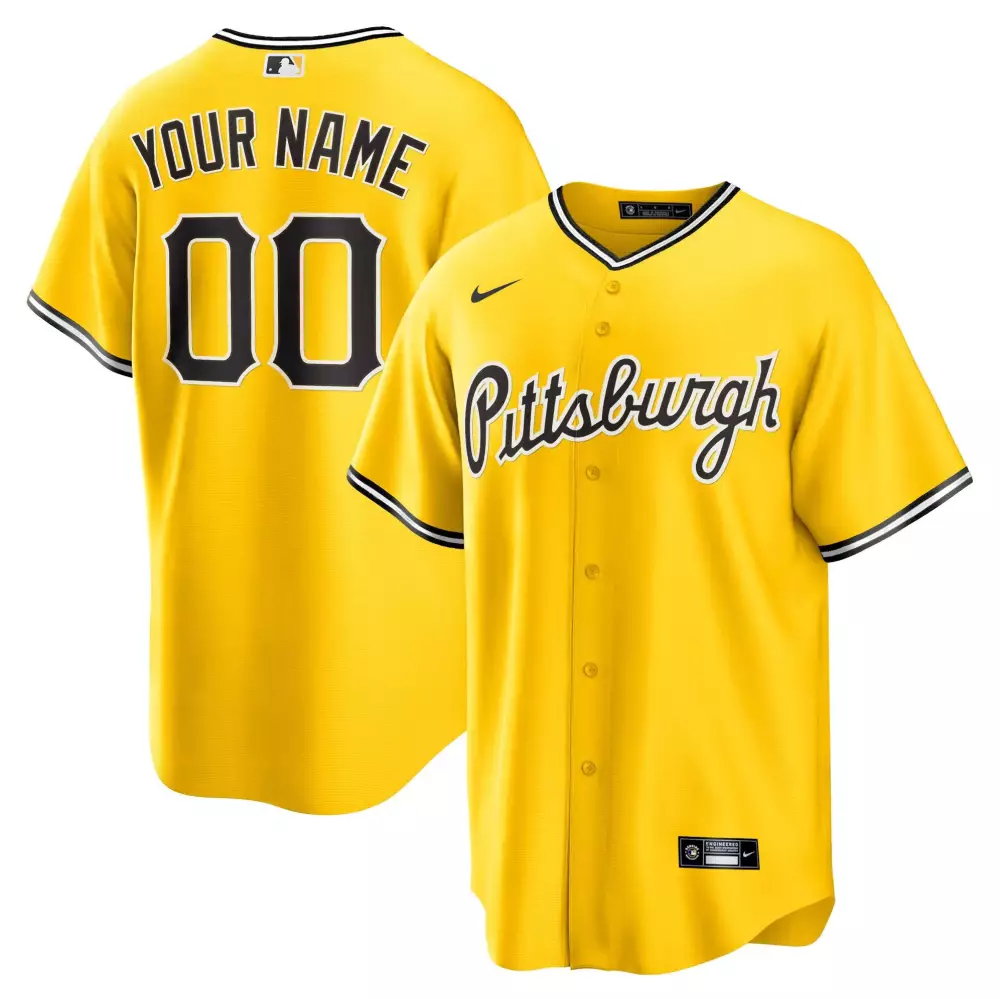 Pittsburgh Pirates Gold Youth 2023 Cool Base Fan Made Custom Jersey | All Stitched | Fan Gear for Game Day | For Men, Women & Youth