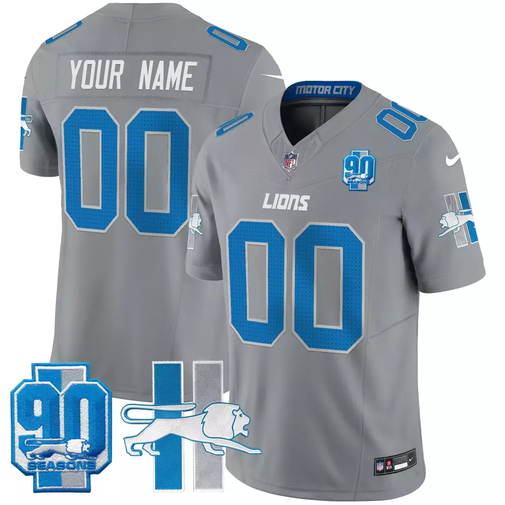 1946 Throwback Vapor Limited Custom Jersey | Gray Stitched for Detroit Lions | For Youth, Men & Women