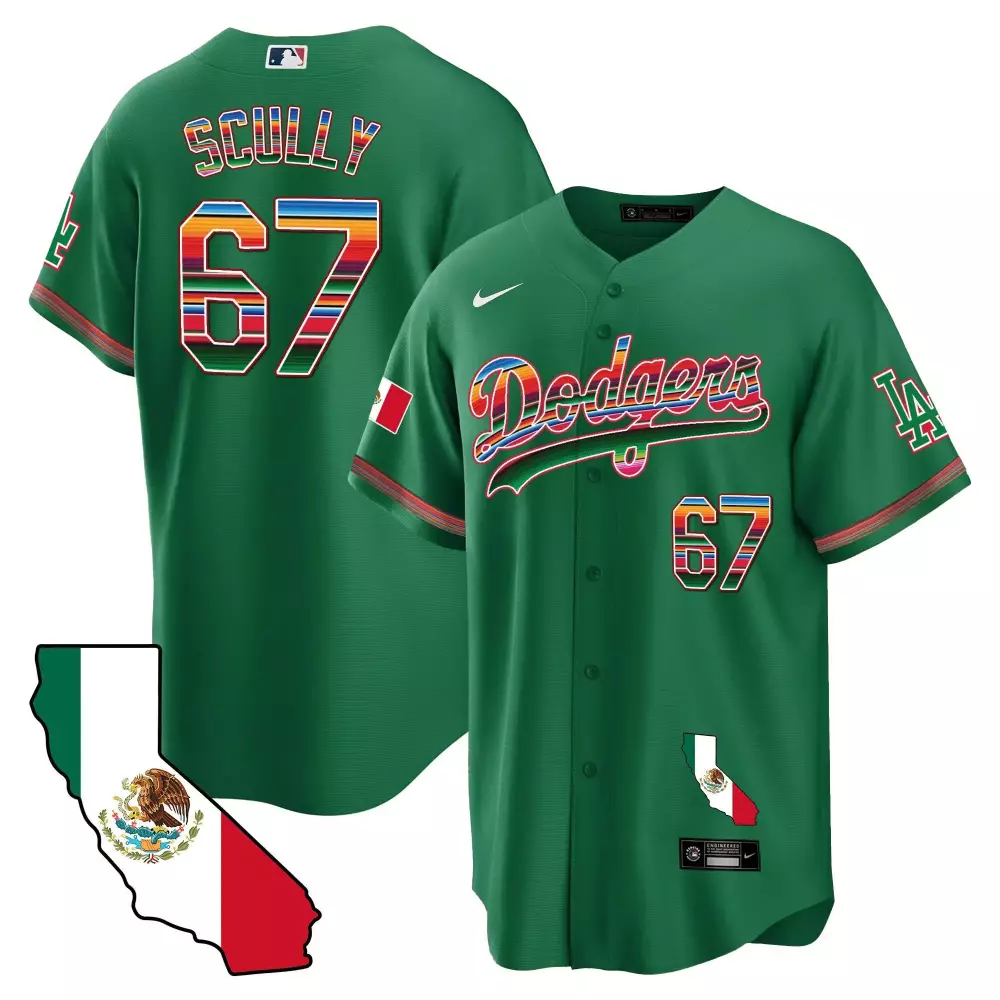 Vin Scully Dodgers California Map Cool Base Jersey | Green Style | Ideal Fan Gear for Game Day | For Men, Women & Youth