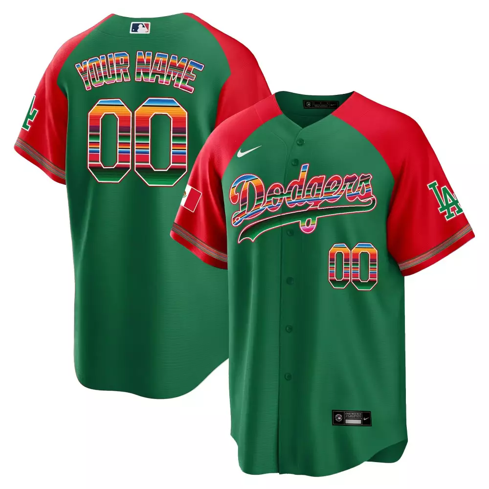 Youth Dodgers Mexico Alternate Cool Base Custom Jersey | Green | Fan Gear for Men, Women & Youth