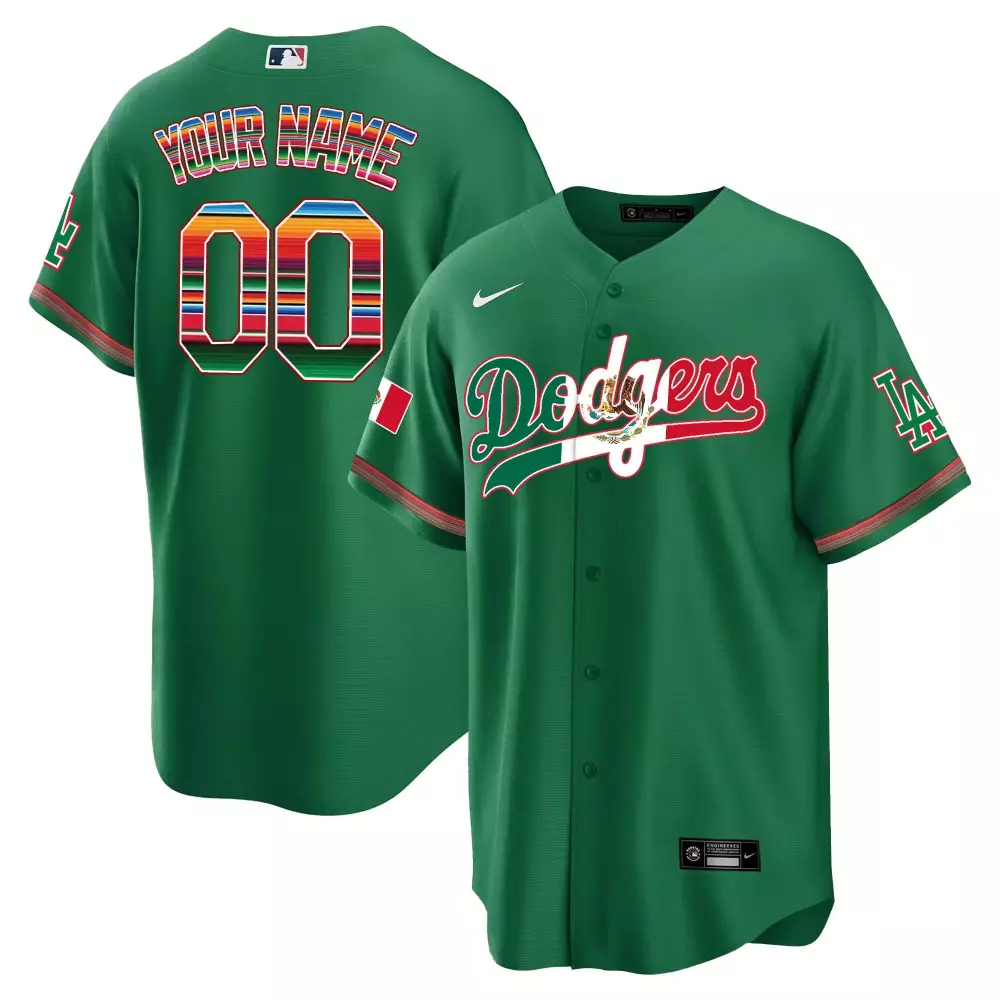 Youth Dodgers Mexico Cool Base Limited Custom Jersey V4 | Green | Fan Gear for Men, Women & Youth