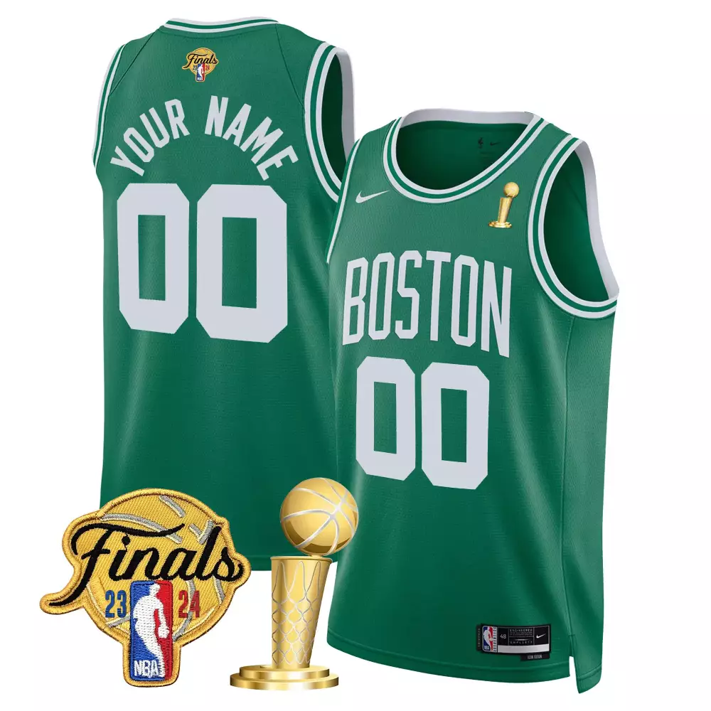 Boston Celtics Icon Men's 2024 Finals Champions Patch Custom Jersey | All Stitched Fan Gear | For Men, Women & Youth