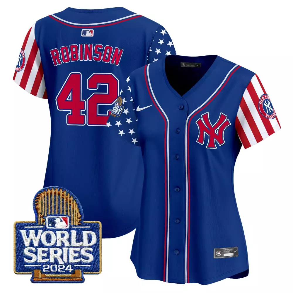 Jackie Robinson Yankees 2024 World Series Jersey | Royal American Style Vapor Premier Limited Edition | Fan Gear for Men, Women & Youth