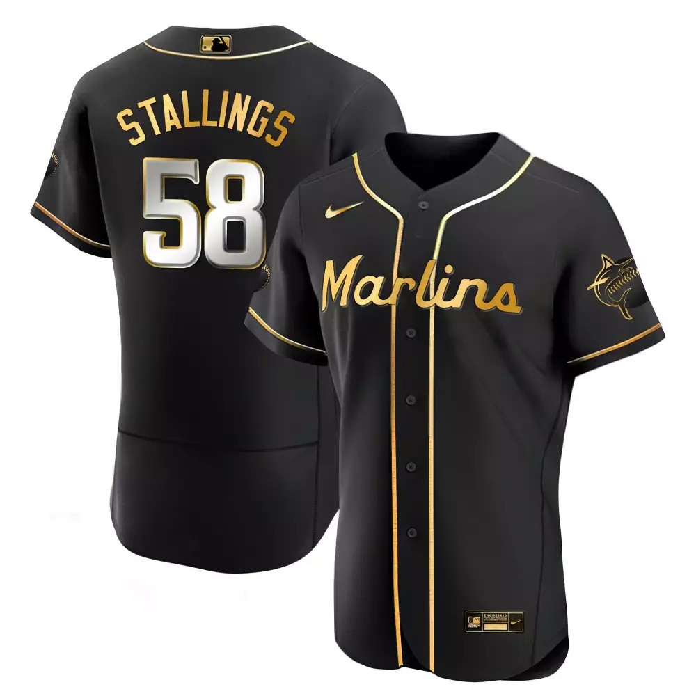 Jacob Stallings Miami Marlins Black Limited Gold Jersey | Flex Style | Stitched Fan Gear for Men, Women & Youth