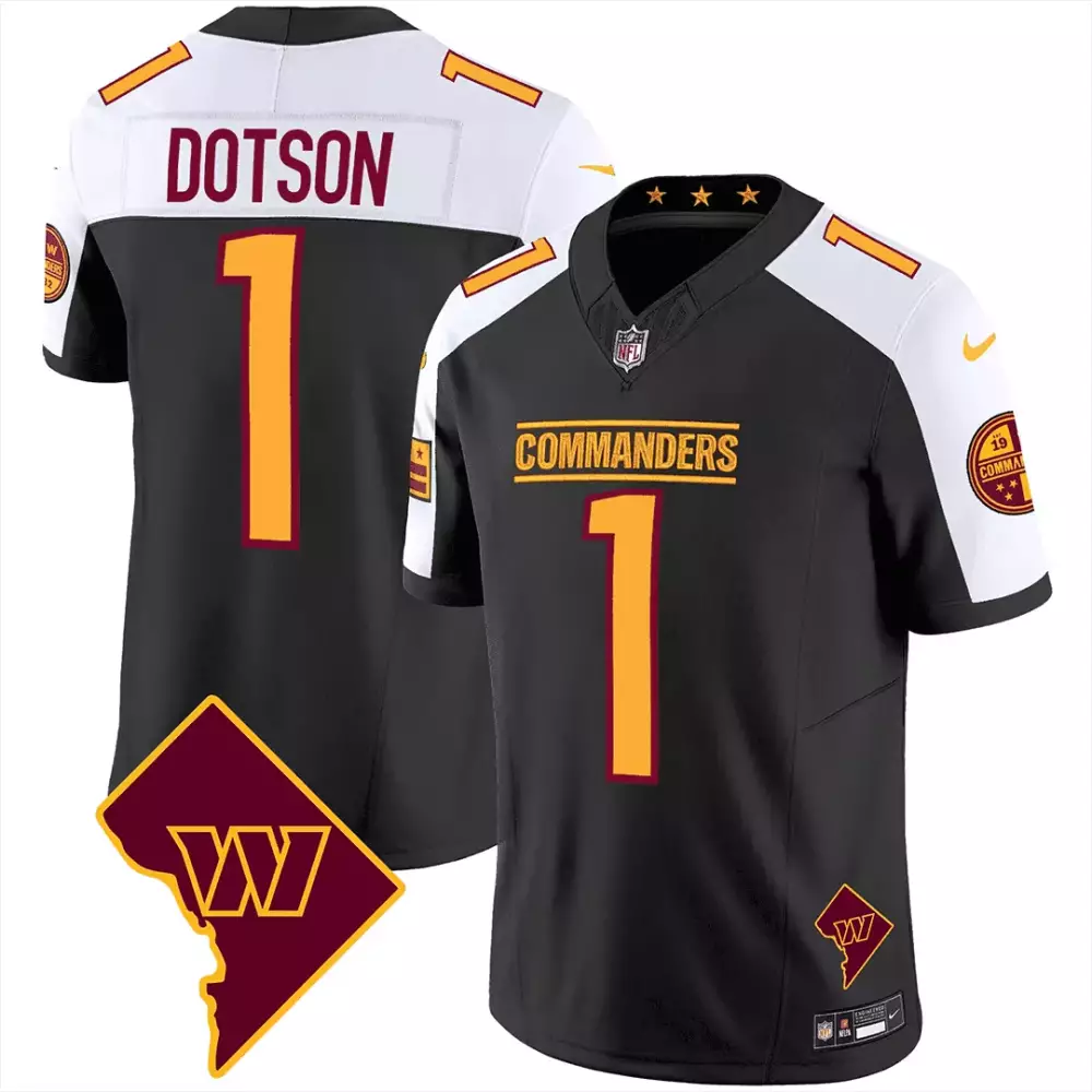 Jahan Dotson Black Alternate Jersey with DC Map Patch | Stitched Fan Gear for Men, Women & Youth