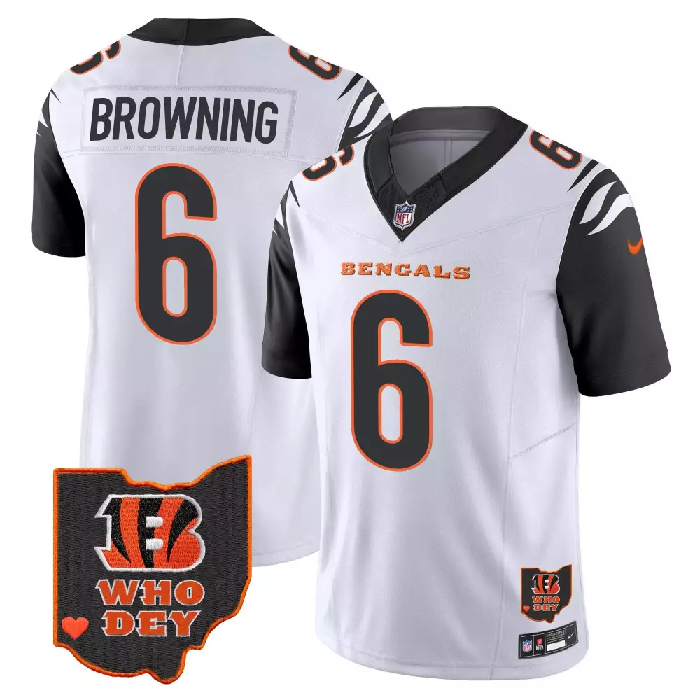 Jake Browning Color Rush Men's Cincinnati Bengals Ohio Patch Vapor Limited Jersey V2 | All Stitched Fan Gear | For Men, Women & Youth