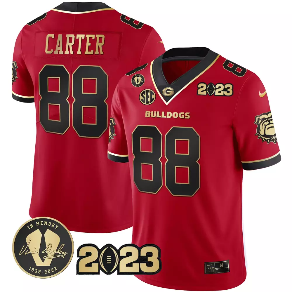 Jalen Carter Georgia Bulldogs Black Red Men's Jersey | 2023 Champions Edition | Stitched Fan Gear for Men, Women & Youth