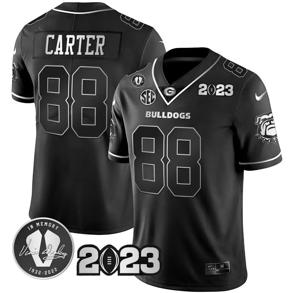 Jalen Carter Georgia Bulldogs Black Silver Men's Jersey | 2023 Champions Gold Edition | Stitched Fan Gear for Men, Women & Youth