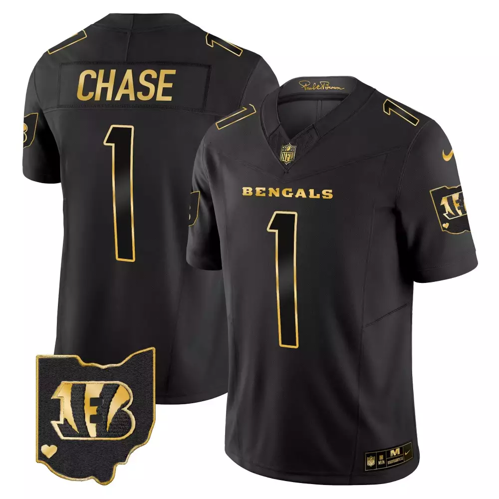 Ja'Marr Chase Cincinnati Bengals Black Gold Vapor Limited Jersey | Stitched Design for Men, Women & Youth | Fan Gear