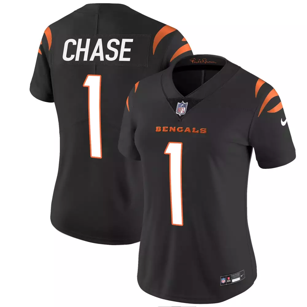 Jamarr Chase Cincinnati Bengals Vapor Limited Black Jersey for Women | Stitched Fan Gear | For Women & Youth