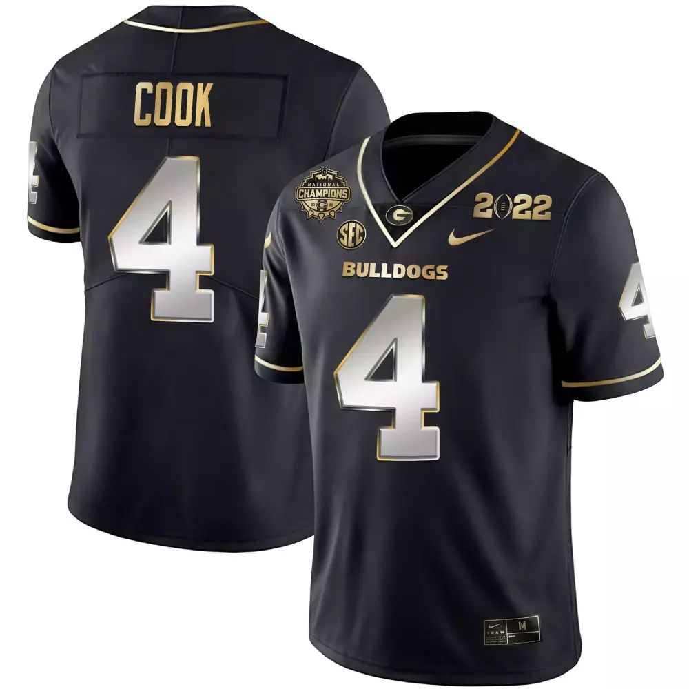 James Cook Black Silver Men's Georgia Bulldogs CFP National Champions Jersey | All Stitched | Game Day Outfit | For Men, Women & Youth