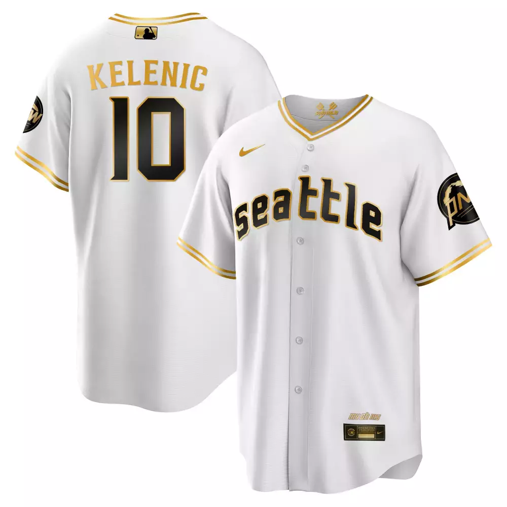 Jarred Kelenic 2023 City Connect Gold Jersey | Stitched Mariners Fan Gear | For Men, Women & Youth