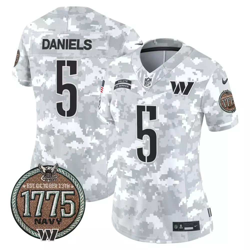 Jayden Daniels Washington Commanders 2024 Salute to Service Women's Navy Jersey | Limited Edition Vapor | For Men, Women & Youth