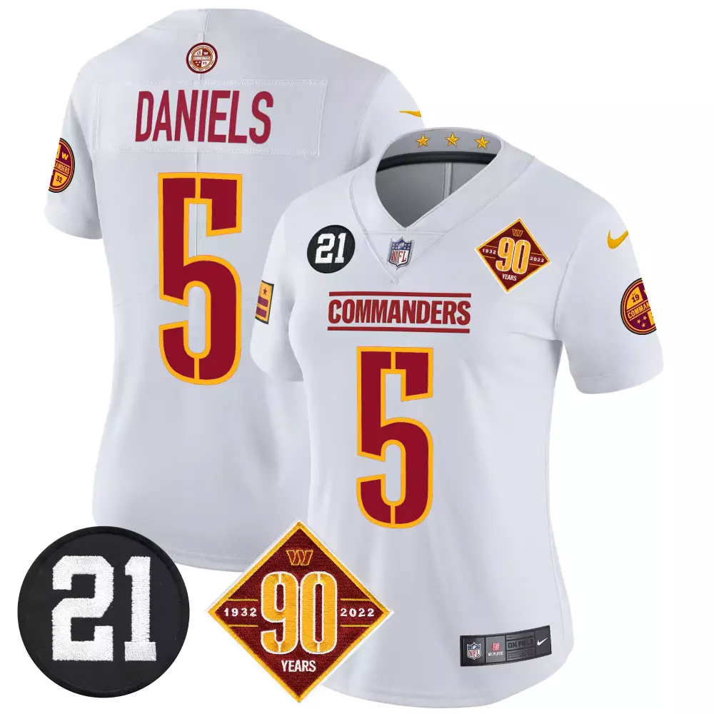 Jayden Daniels Washington Commanders 90th Sean Taylor Patch Vapor Limited Jersey | White Nike | For Men, Women & Youth