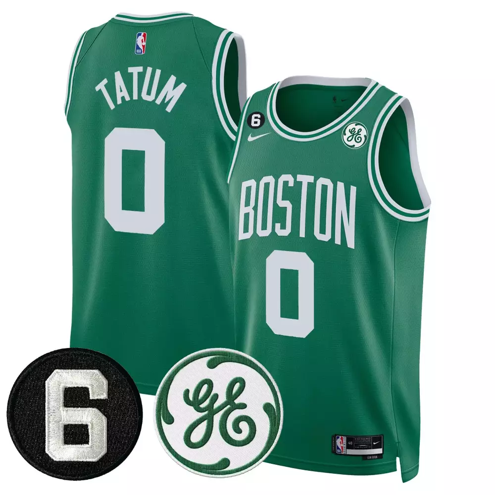 Jayson Tatum Boston Celtics Bill Russell & John Havlicek Patch Jersey | All Stitched Fan Gear | For Men, Women & Youth