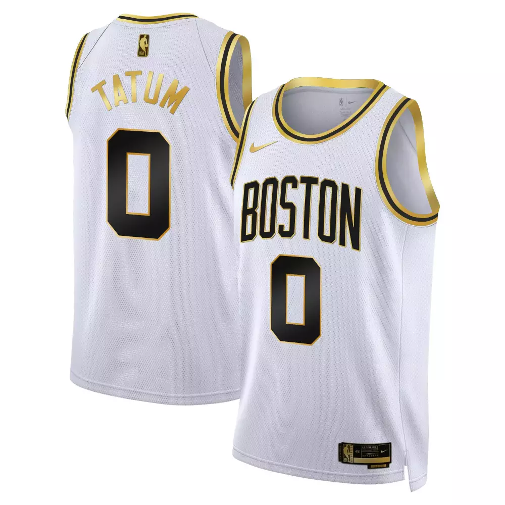 Jayson Tatum Boston Celtics 2024 Swingman Jersey | White Gold Color | All Stitched Fan Gear | For Men, Women & Youth