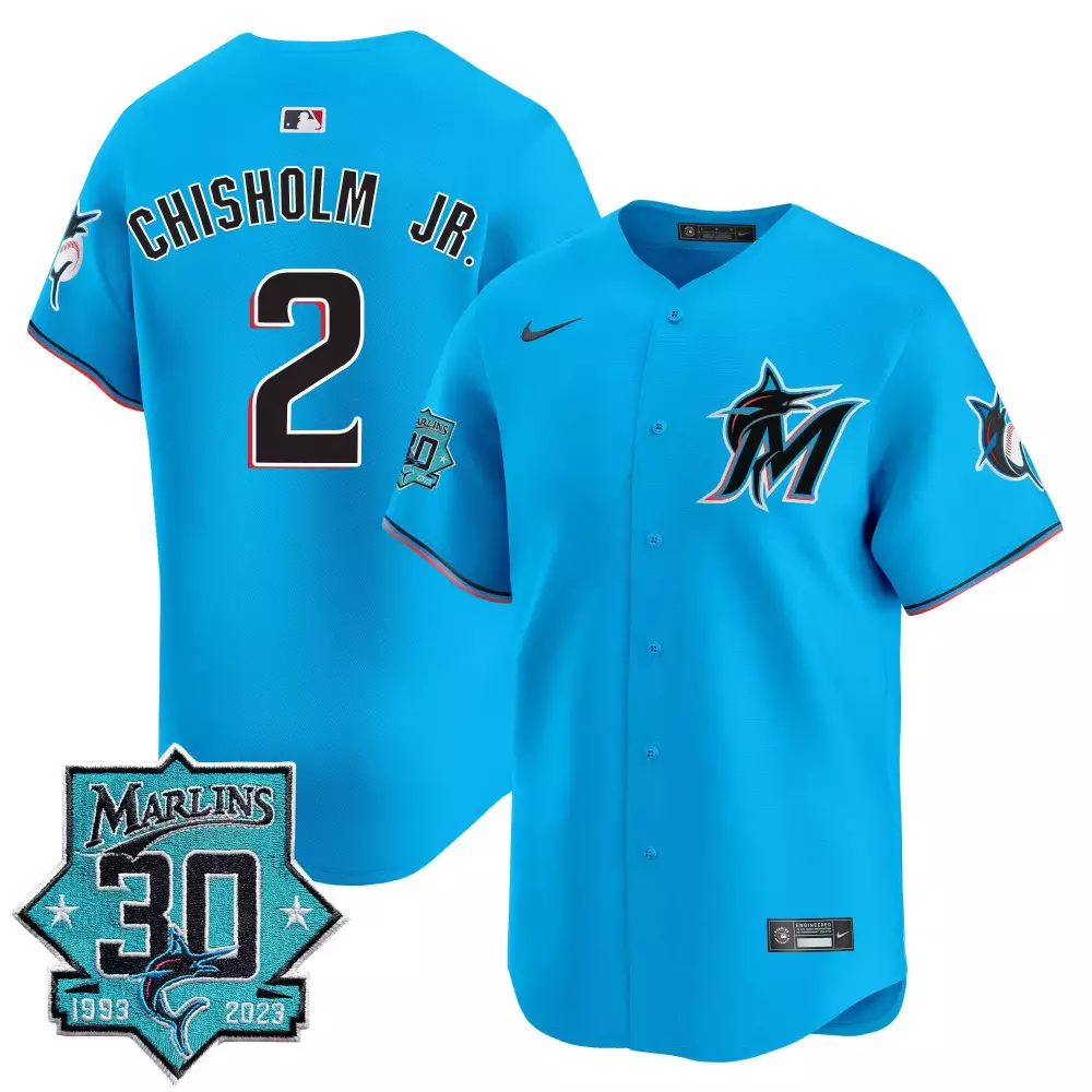 Jazz Chisholm Jr. Miami Marlins 30 Seasons Anniversary Blue Jersey | Vapor Premier Limited Edition | For Men, Women & Youth