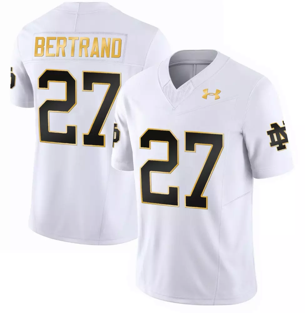 JD Bertrand Men's Gold Vapor Limited Jersey | Notre Dame Fighting Irish 2025 White Gold Stitched Fan Gear | For Men, Women & Youth