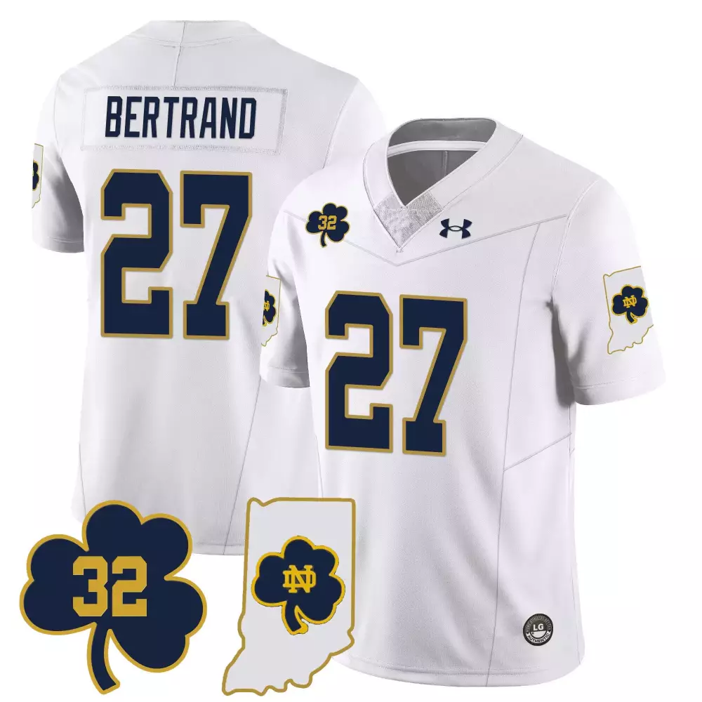 JD Bertrand White Notre Dame Fighting Irish Vapor Limited Jersey | Indiana Map All Stitched | For Men, Women & Youth