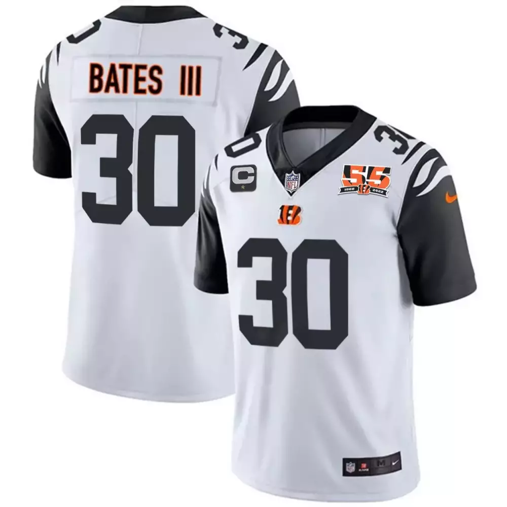 Jessie Bates III Cincinnati Bengals Color Rush Men's 55th Anniversary Patch Player Vapor Limited Jersey | Stitched Fan Gear for Men