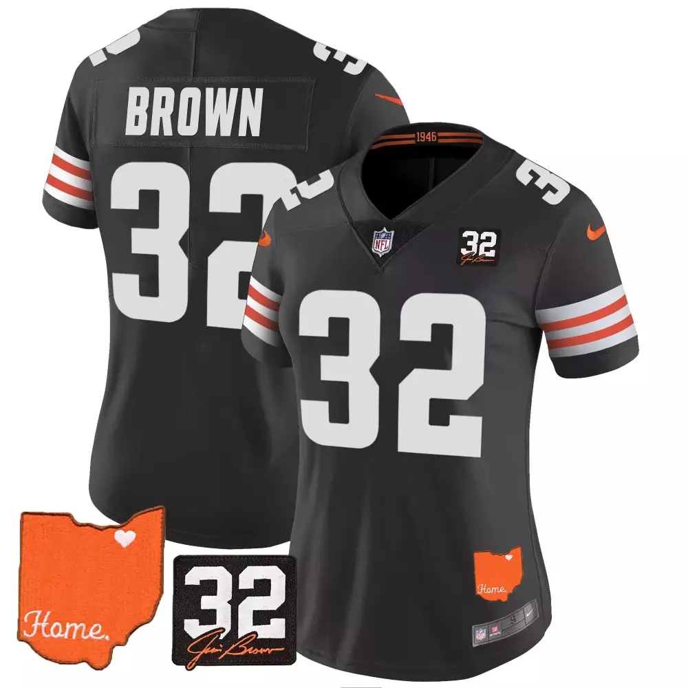 Jim Brown Men's Cleveland Browns 1946 75th Anniversary Patch Jersey | Stitched | Limited Edition Fan Gear | For Men, Women & Youth